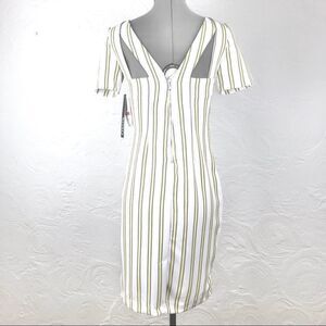 XOXO New White Stretch Dress with Yellow Stripes